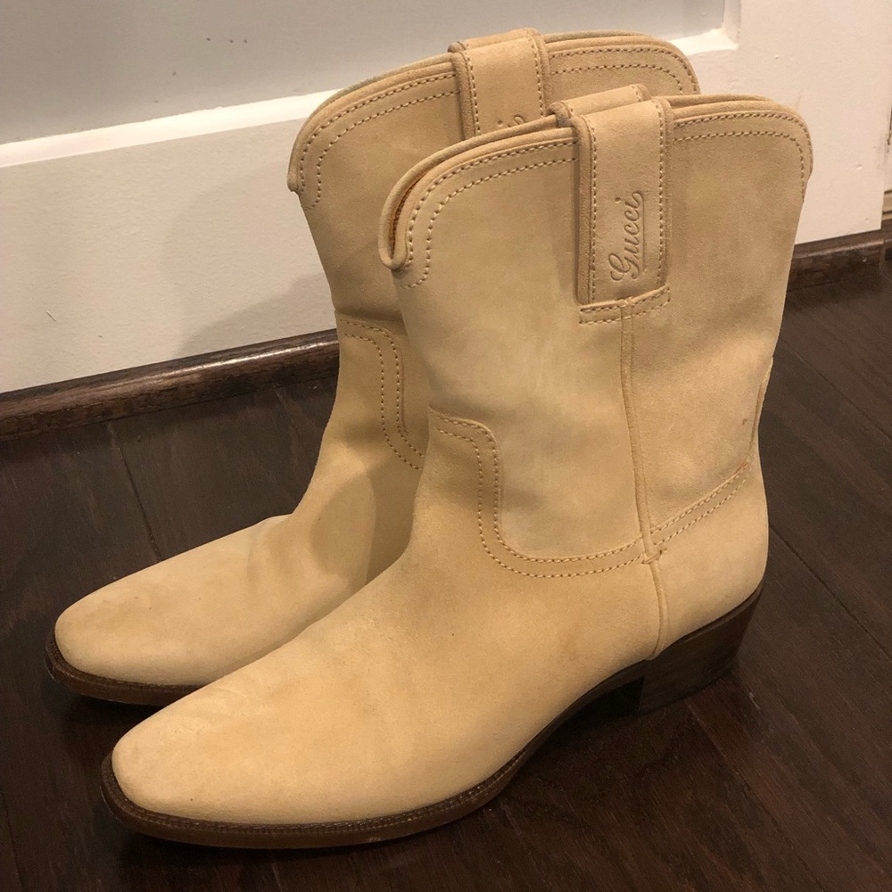 GUCCI western cowboy boots suede
